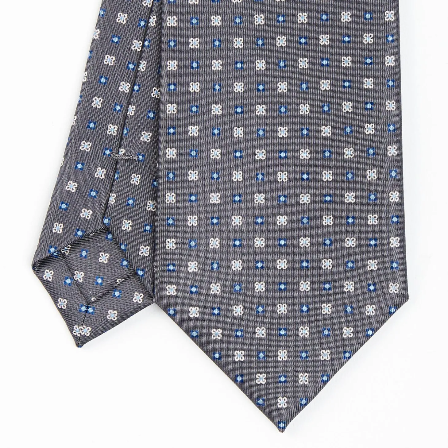 Dark Grey Sartorial Classic Tie - Small Flower Pattern