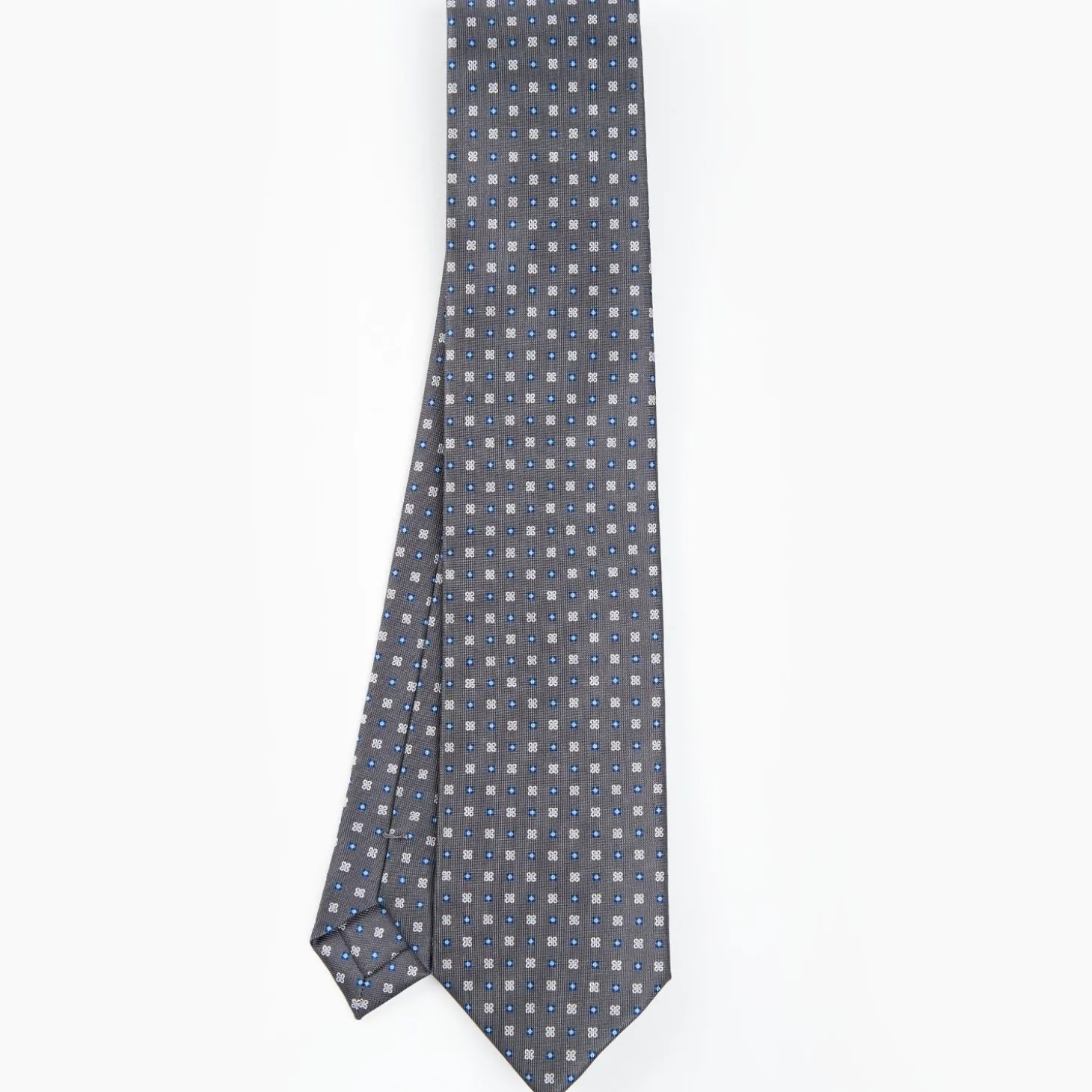 Dark Grey Sartorial Classic Tie - Small Flower Pattern