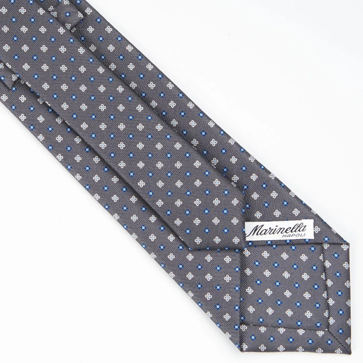 Dark Grey Sartorial Classic Tie - Small Flower Pattern