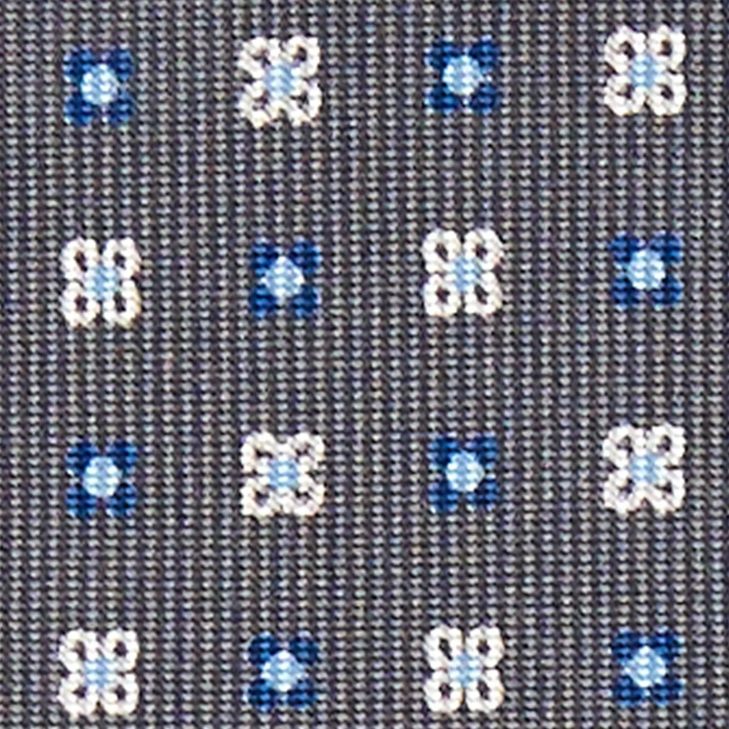 Dark Grey Sartorial Classic Tie - Small Flower Pattern