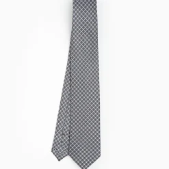 Dark Grey Sartorial 7 Cm Silk Tie - Small Flower Pattern