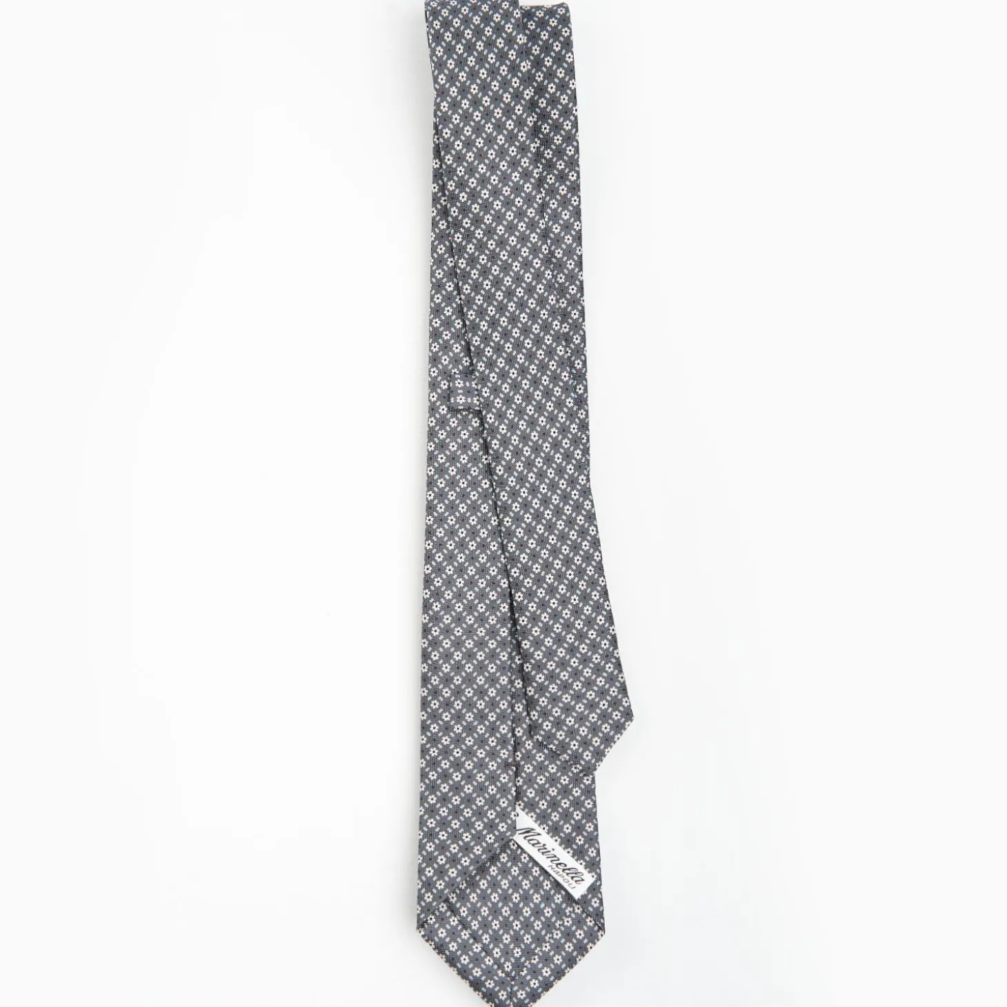 Dark Grey Sartorial 7 Cm Silk Tie - Small Flower Pattern