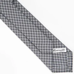 Dark Grey Sartorial 7 Cm Silk Tie - Small Flower Pattern