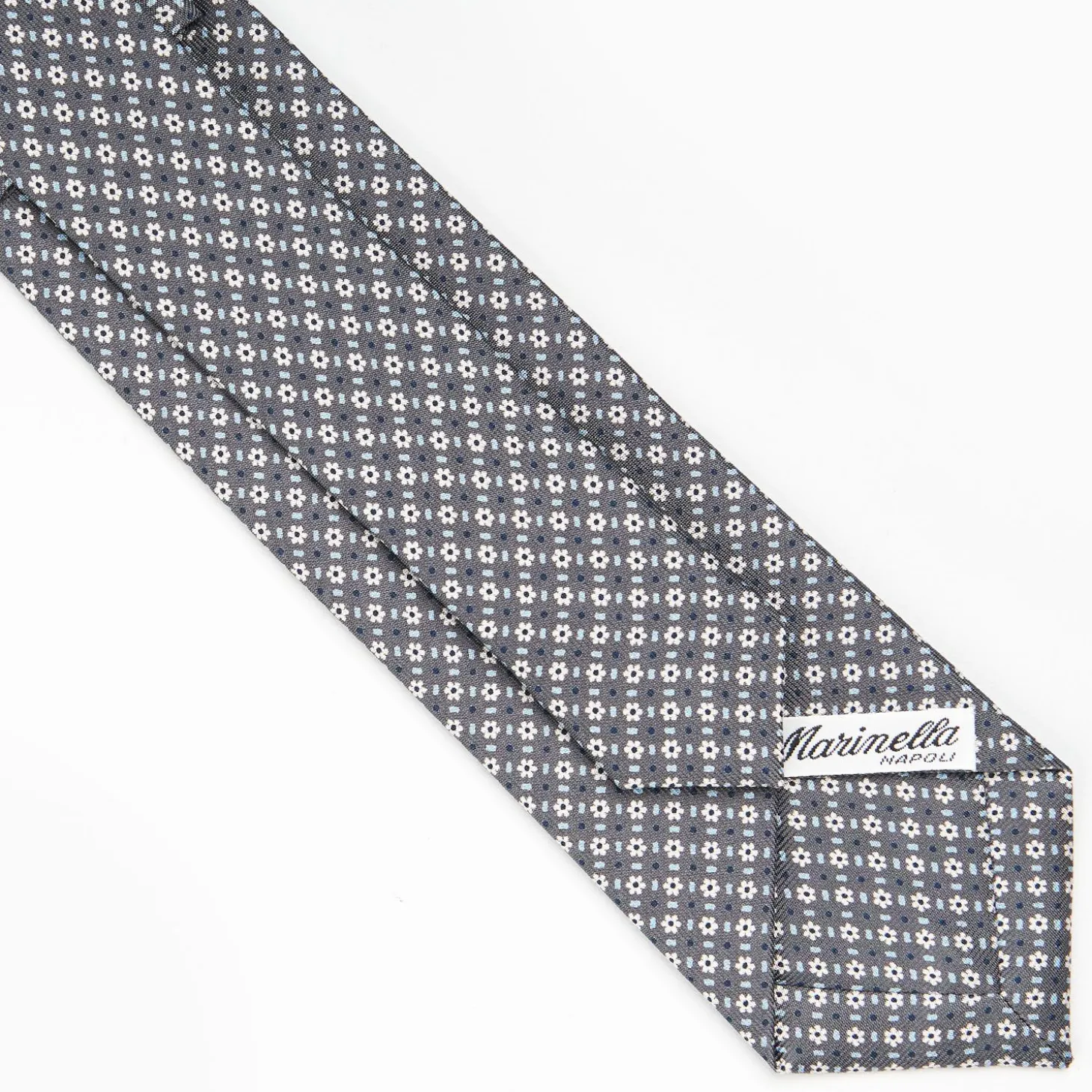 Dark Grey Sartorial 7 Cm Silk Tie - Small Flower Pattern