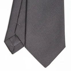 Dark Grey Sartorial Jacquard Silk Tie - Solid Colours