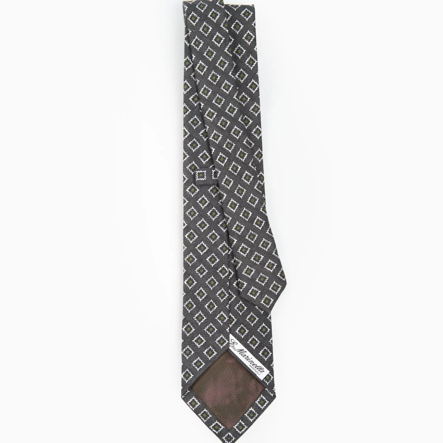 Dark Grey Sartorial Linen Tie - Geometric Large Patterns