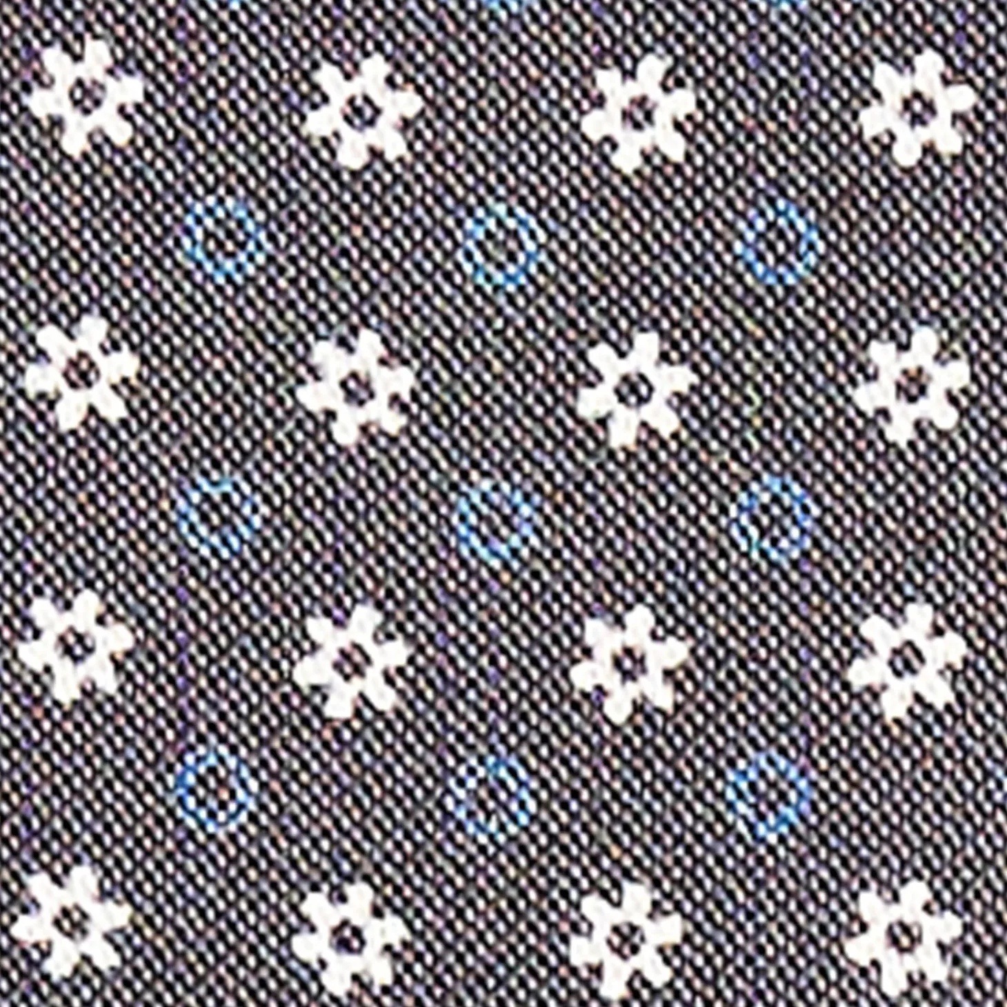 Dark Grey Silk Ascot Tie - Small Flower Designs