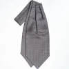 Dark Grey Silk Ascot Tie - Small Flower Designs