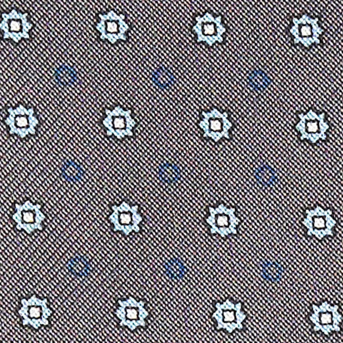 Dark Grey Silk Ascot Tie - Small Flower Designs