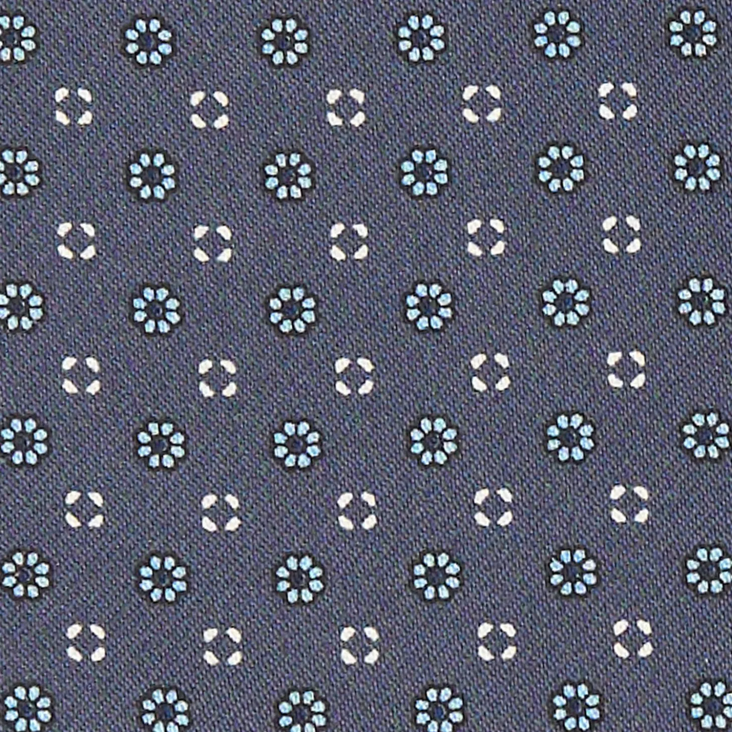 Dark Grey Silk Ascot Tie - Small Flower Pattern