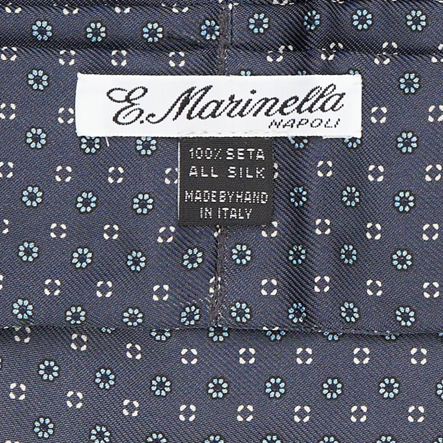 Dark Grey Silk Ascot Tie - Small Flower Pattern