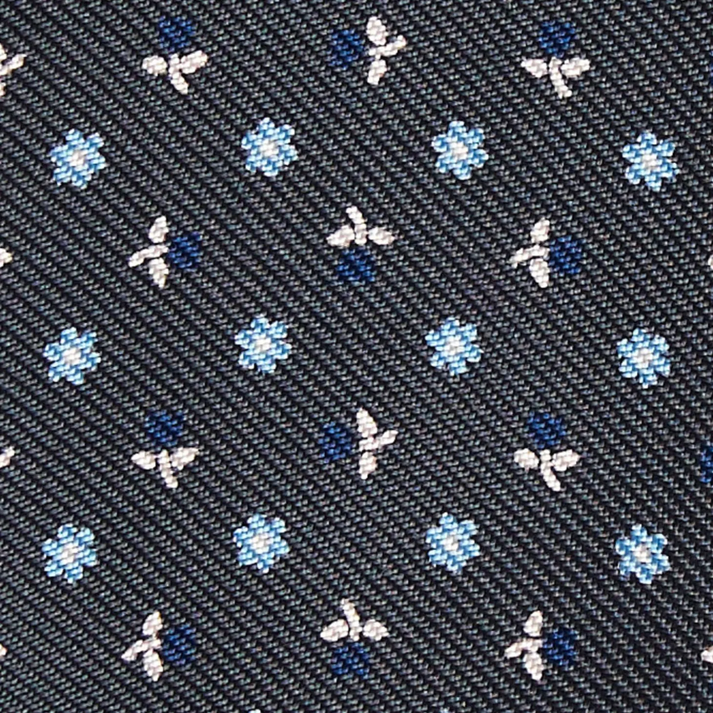 Dark Grey Silk Bowtie To Self-Tie - Small Flower Pattern