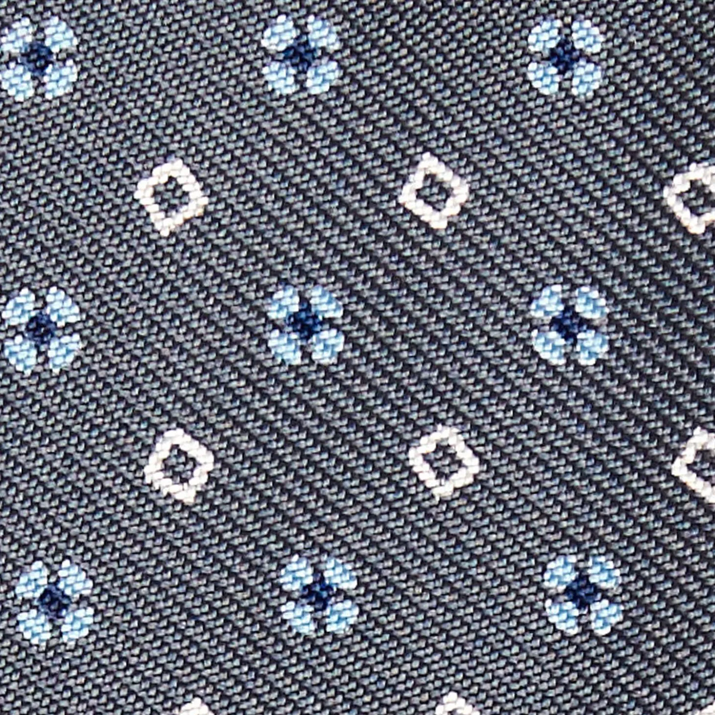 Dark Grey Silk Bowtie To Self-Tie - Small Flower Pattern