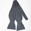 Dark Grey Silk Bowtie To Self-Tie - Small Flower Pattern