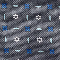 Dark Grey Silk Bowtie To Self-Tie - Small Flower Pattern
