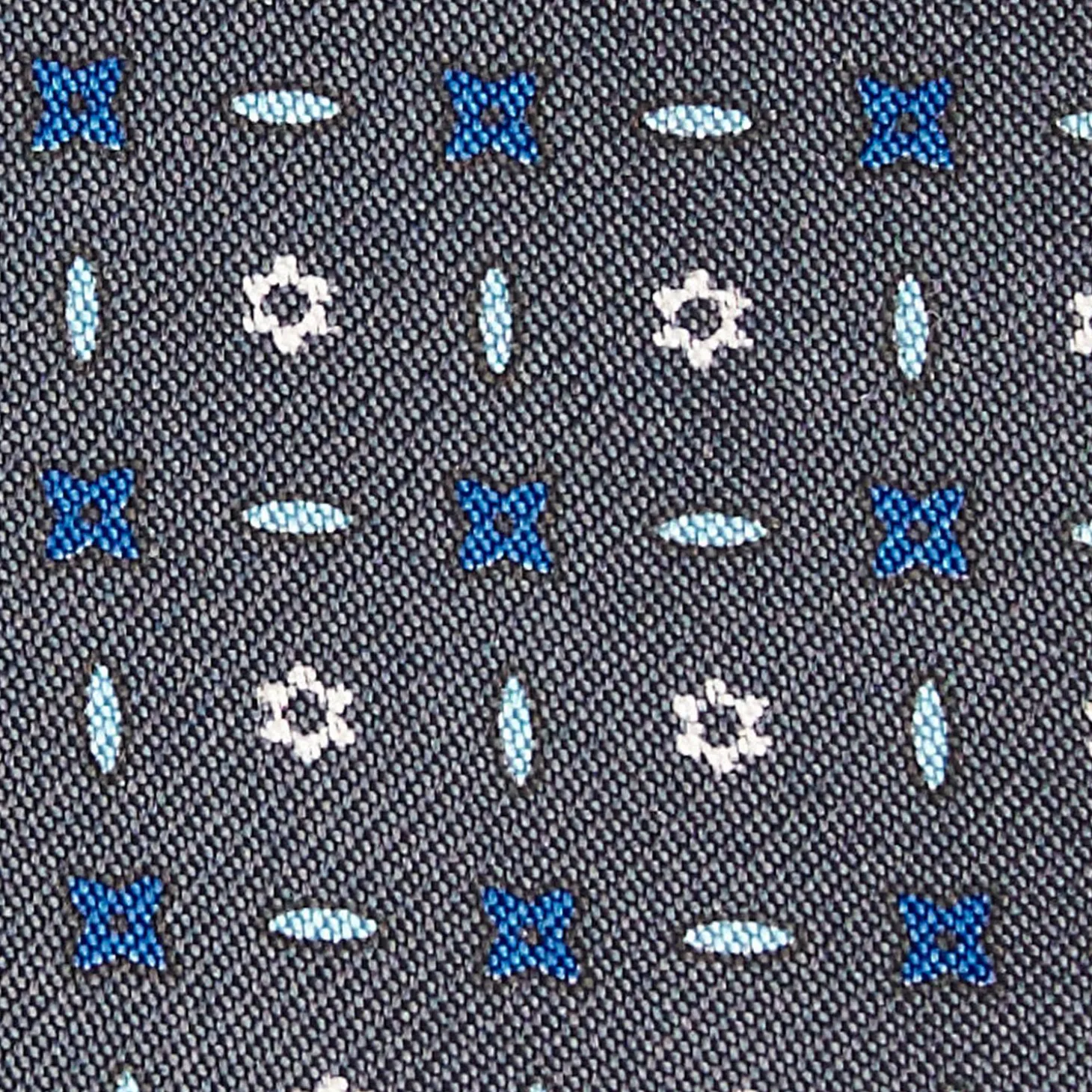 Dark Grey Silk Bowtie To Self-Tie - Small Flower Pattern