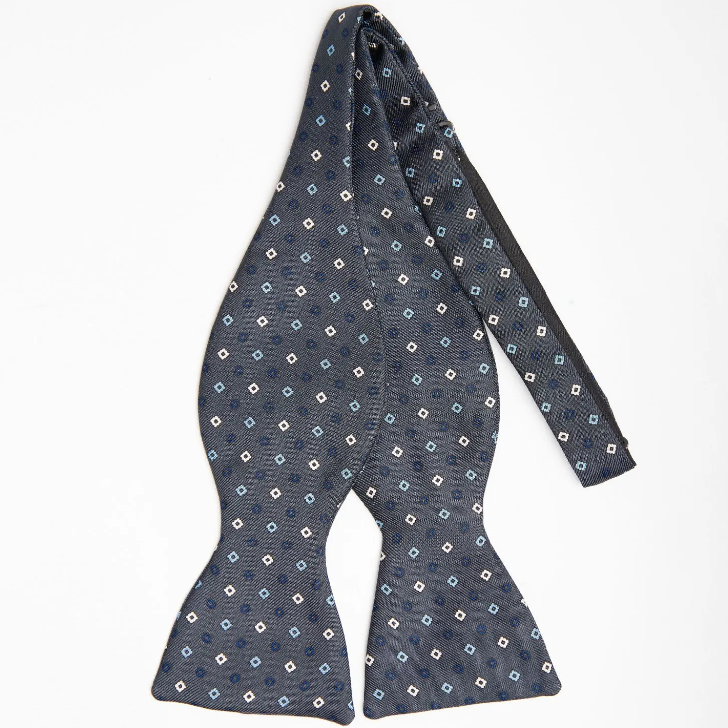 Dark Grey Silk Bowtie To Self-Tie Small Flower Pattern