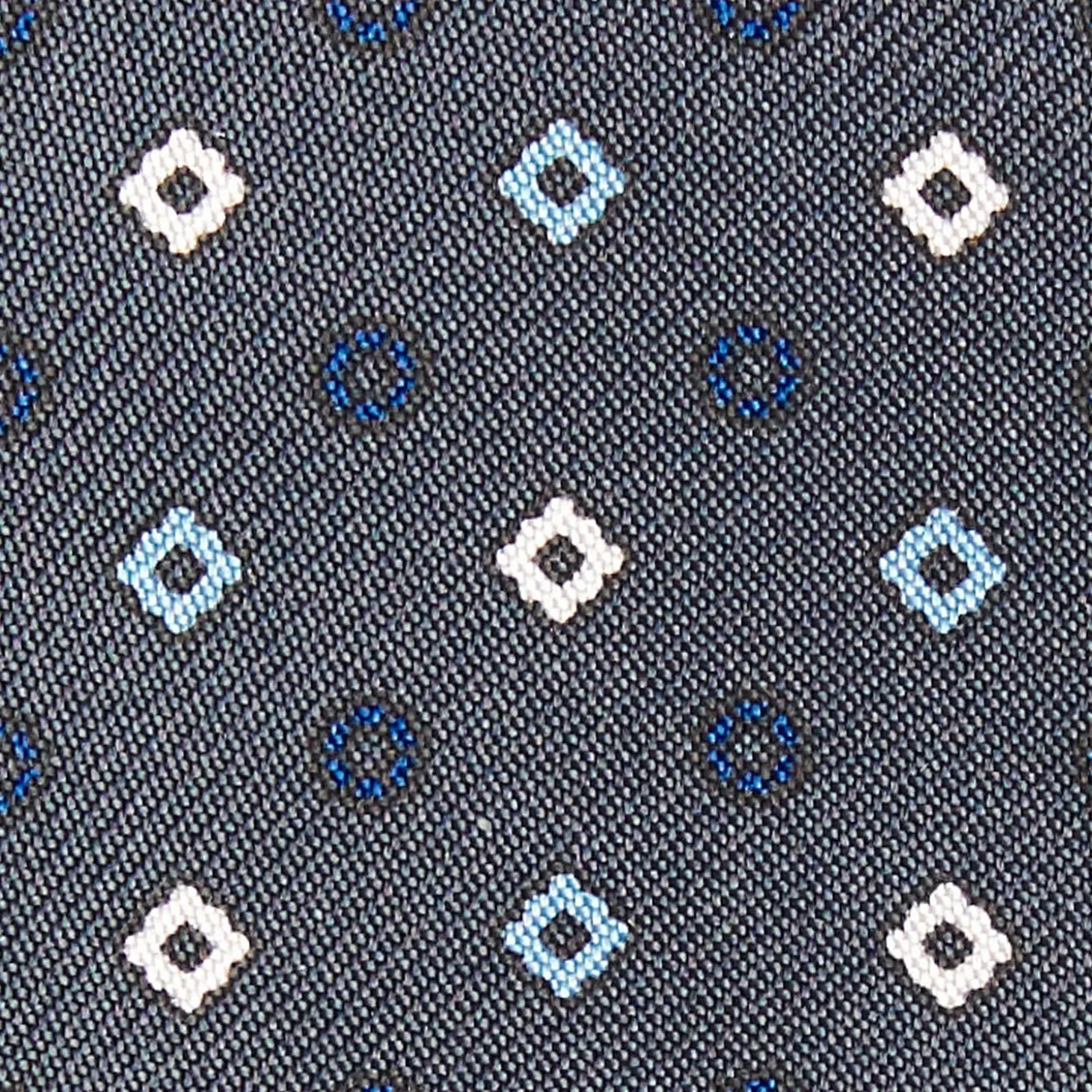 Dark Grey Silk Bowtie To Self-Tie Small Flower Pattern