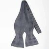 Dark Grey Silk Bowtie To Self-Tie - Small Flower Pattern