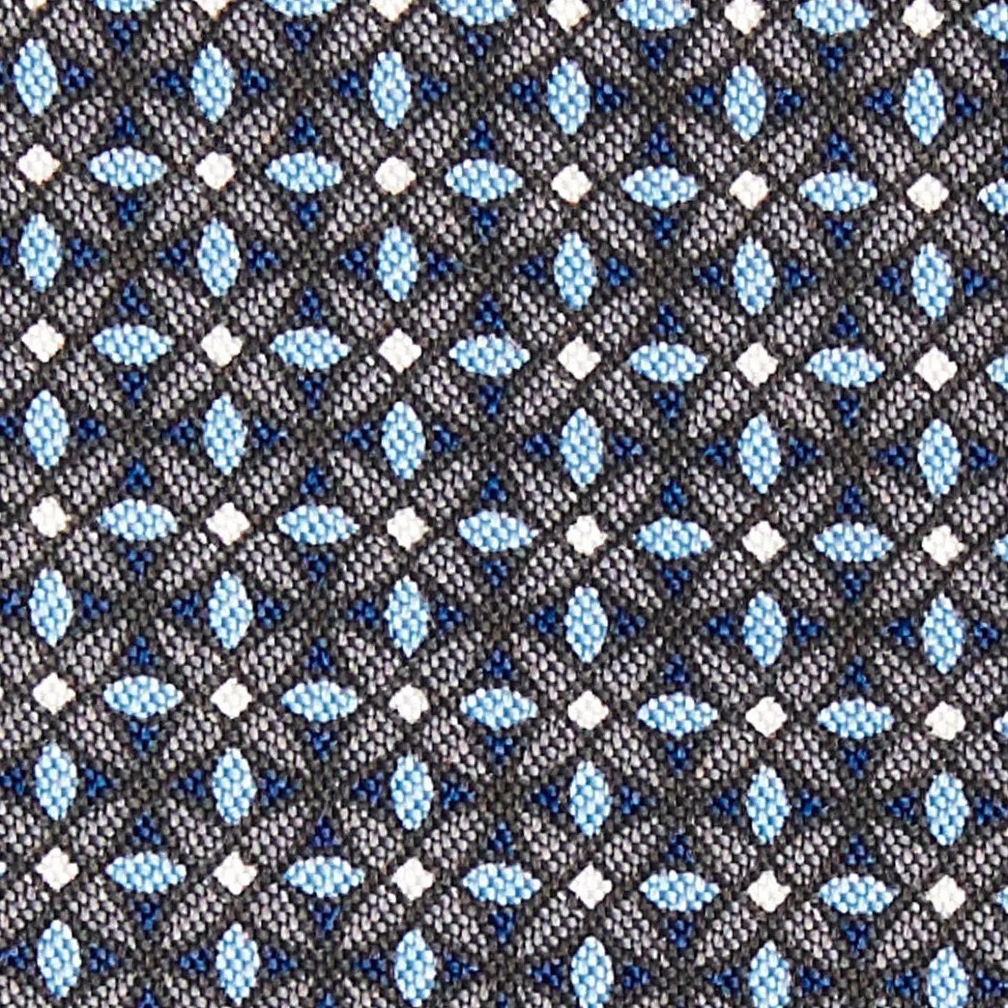 Dark Grey Silk Bowtie To Self-Tie - Small Flower Pattern