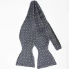 Dark Grey Silk Bowtie To Self-Tie - Small Flower Pattern