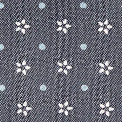 Dark Grey Silk Bowtie To Self-Tie - Small Flower Pattern