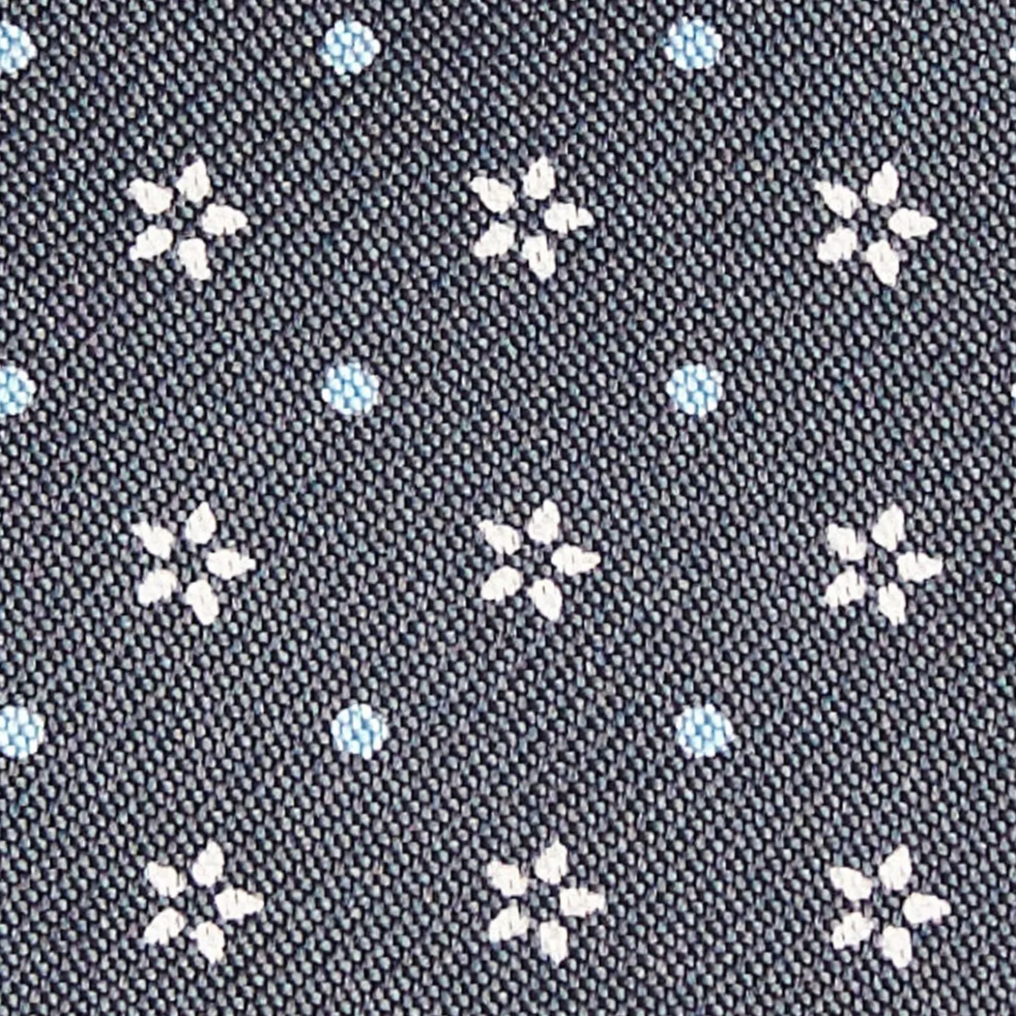Dark Grey Silk Bowtie To Self-Tie - Small Flower Pattern