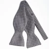 Dark Grey Silk Bowtie To Self-Tie Small Flower Pattern