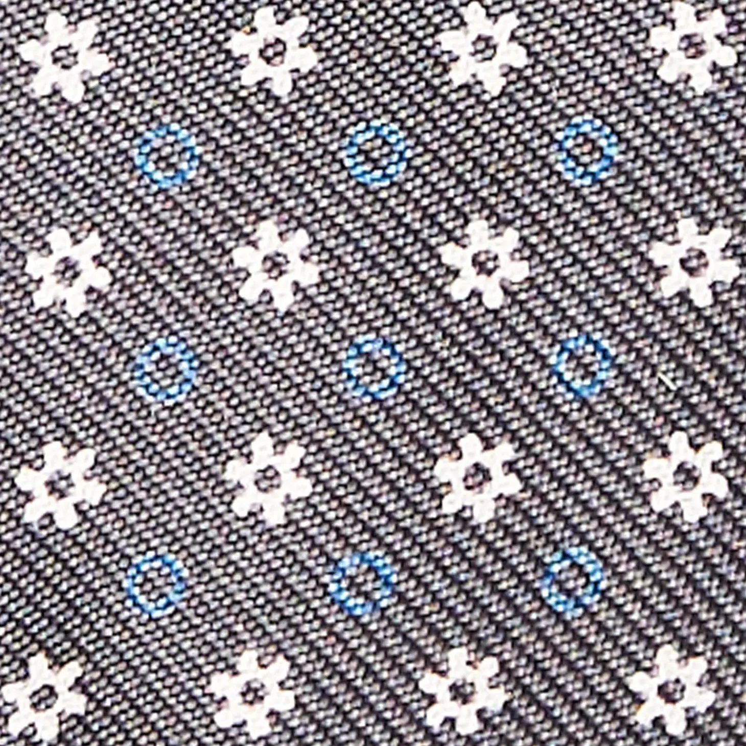 Dark Grey Silk Bowtie To Self-Tie Small Flower Pattern