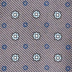 Dark Grey Silk Bowtie To Self-Tie - Small Flower Pattern