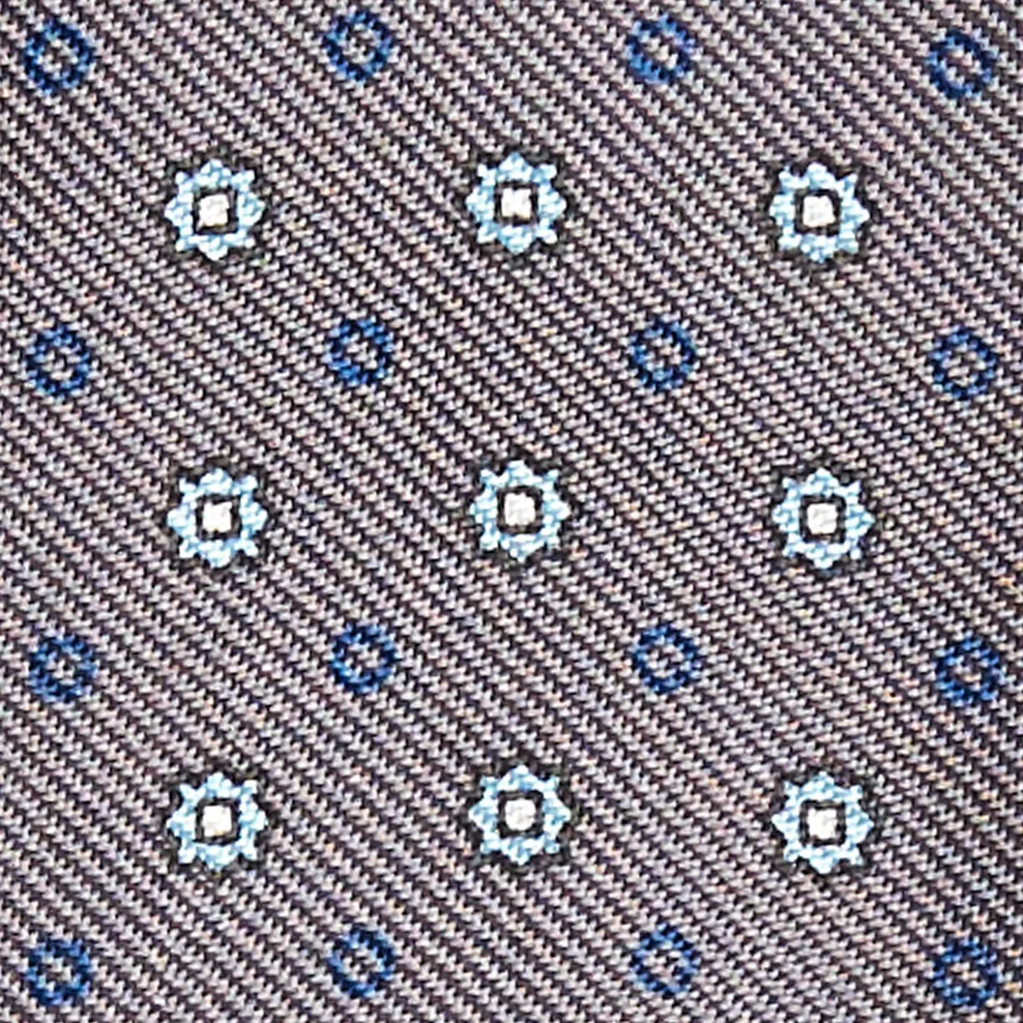 Dark Grey Silk Bowtie To Self-Tie - Small Flower Pattern