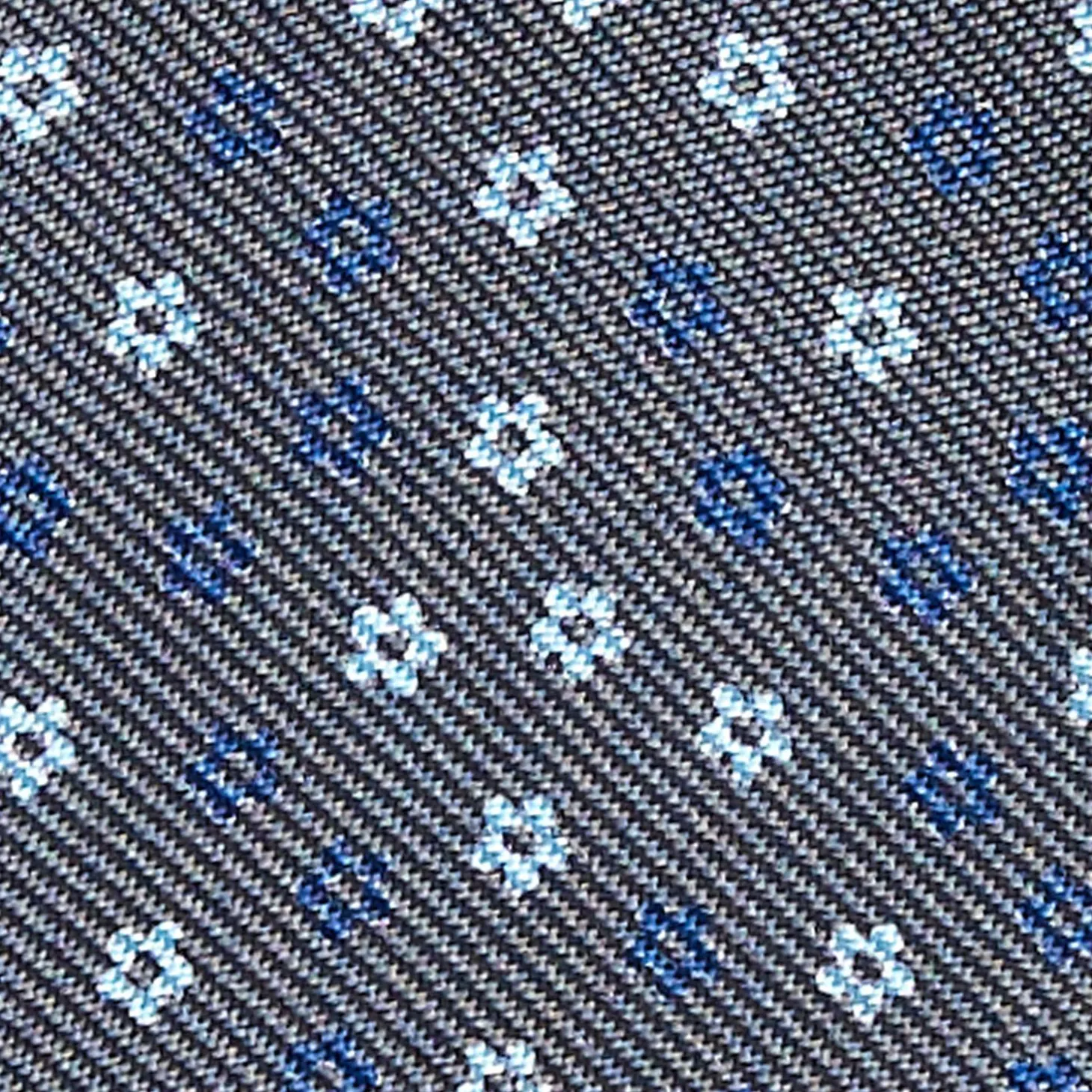 Dark Grey Silk Bowtie To Self-Tie - Small Flower Pattern