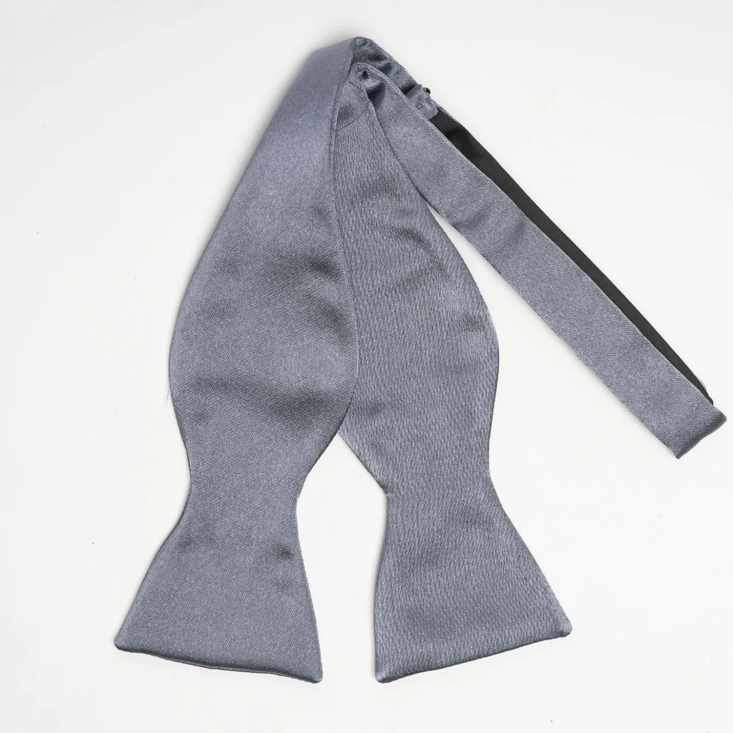 Dark Grey Silk Satin Bowtie To Self-Tie - Solid Color