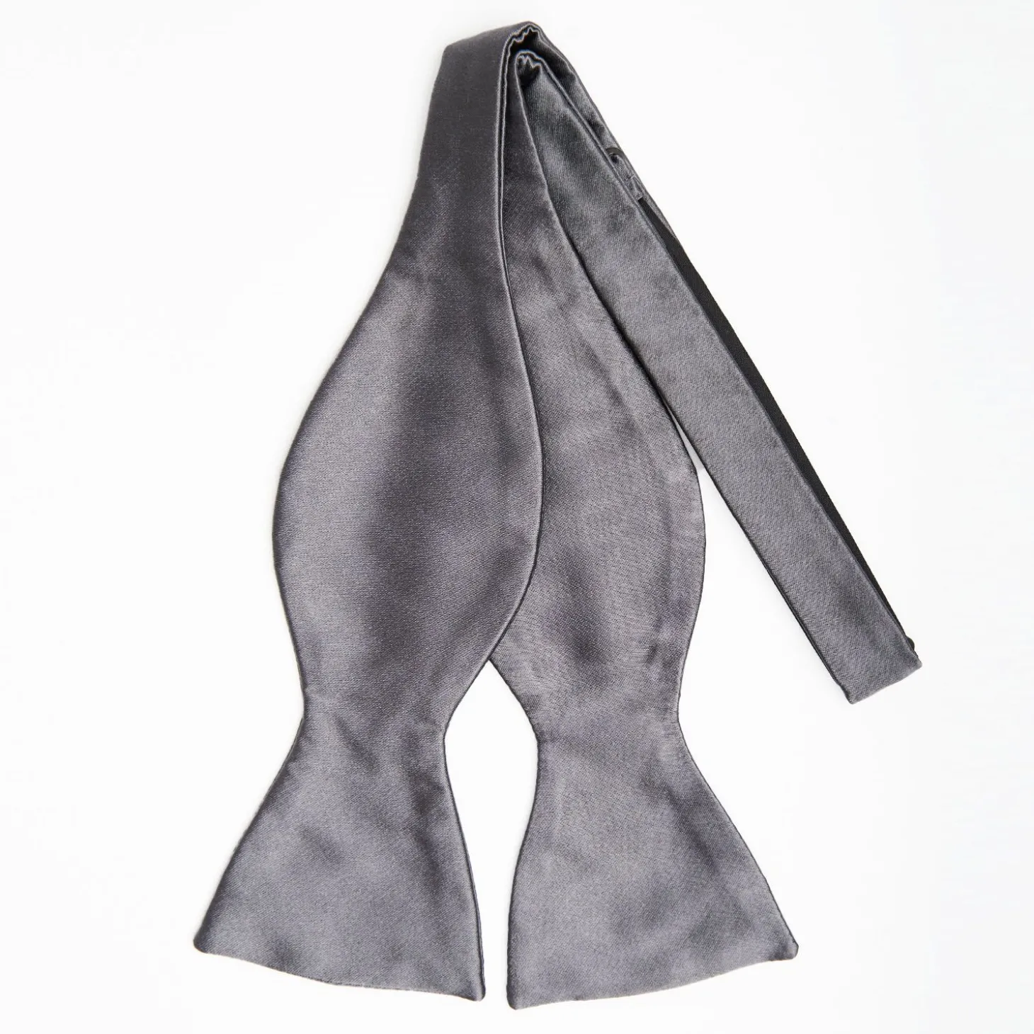 Dark Grey Silk Satin Bowtie To Self-Tie - Solid Color