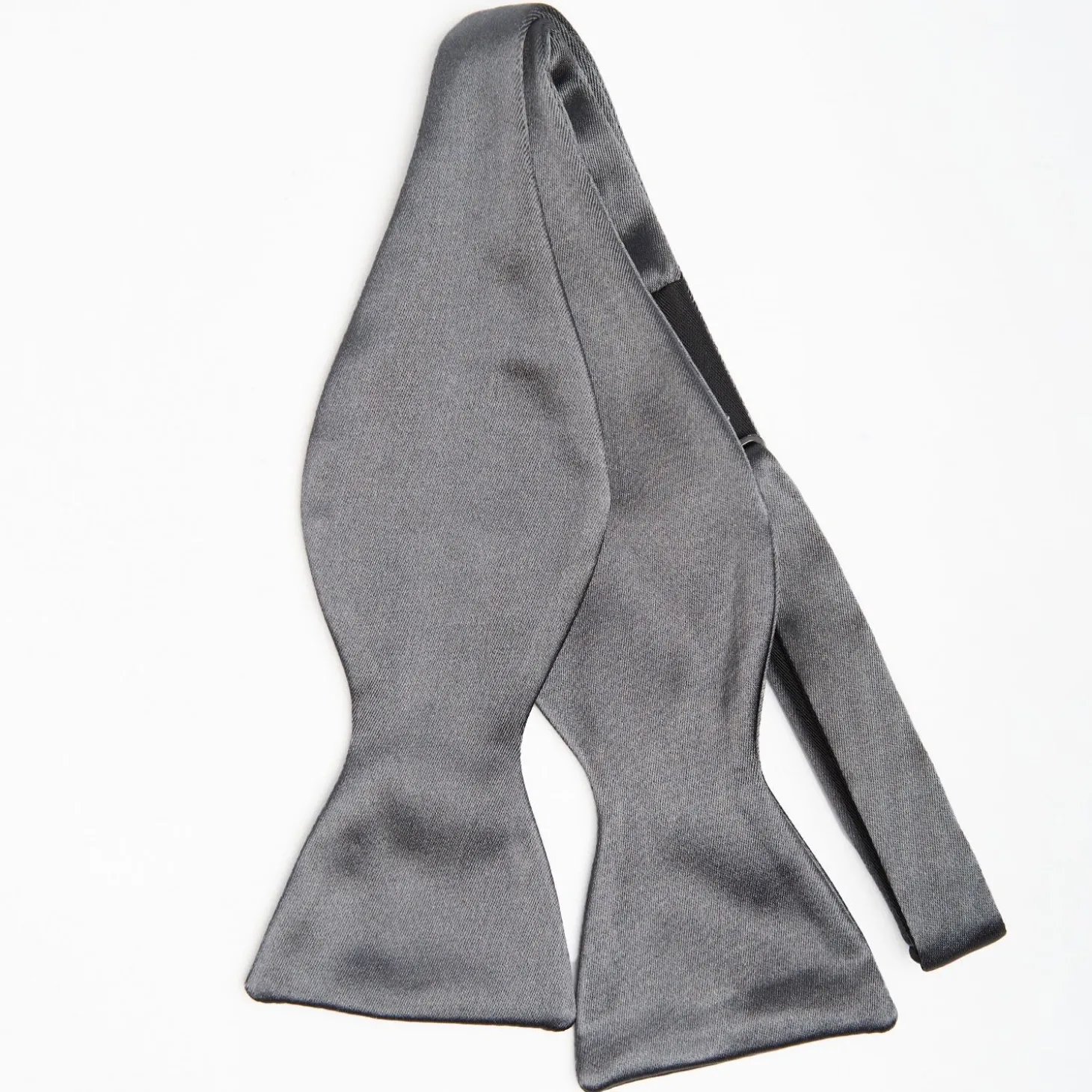 Dark Grey Silk Satin Bowtie To Self-Tie - Solid Color