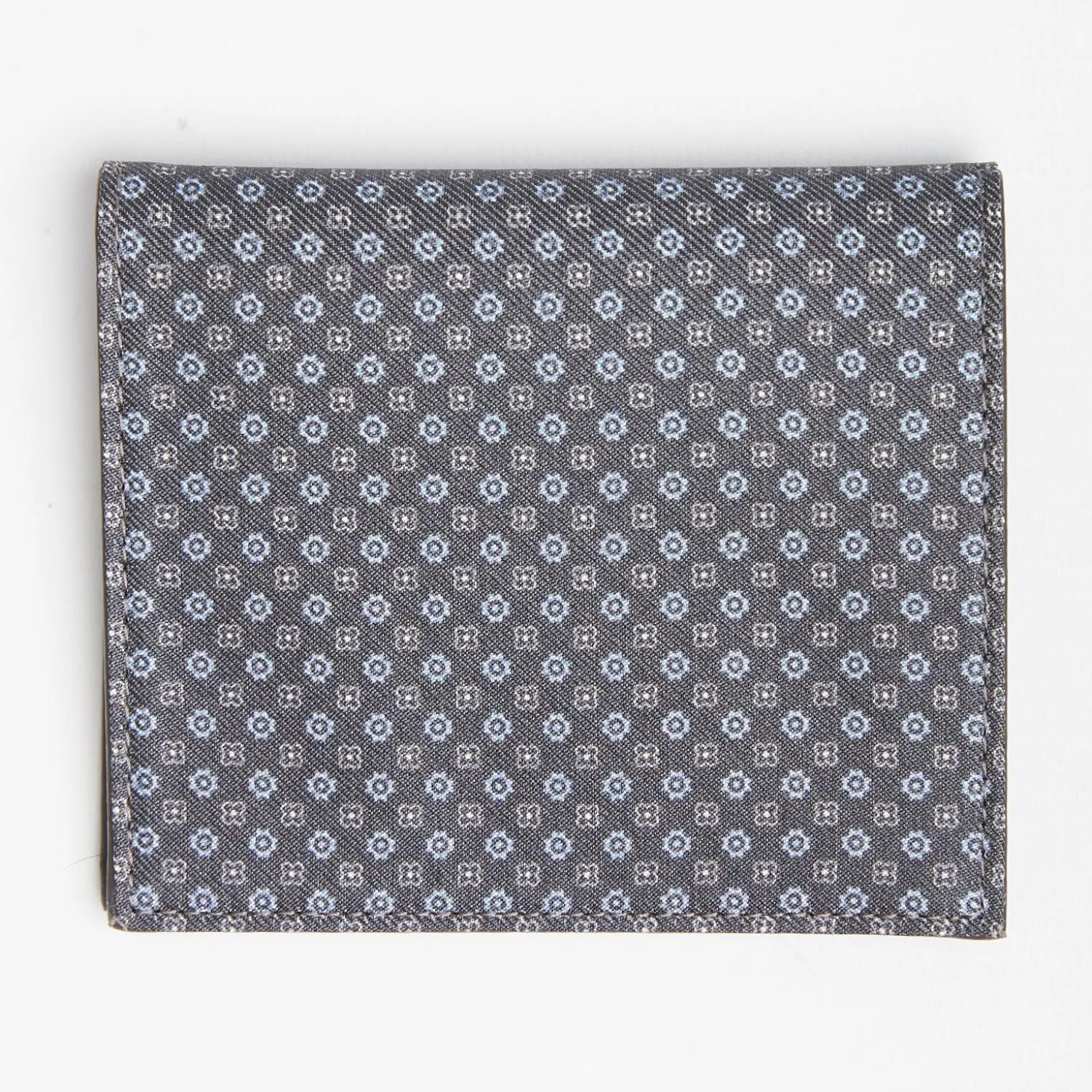 Dark Grey Small Wallet In Silk And Leather