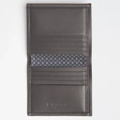 Dark Grey Small Wallet In Silk And Leather