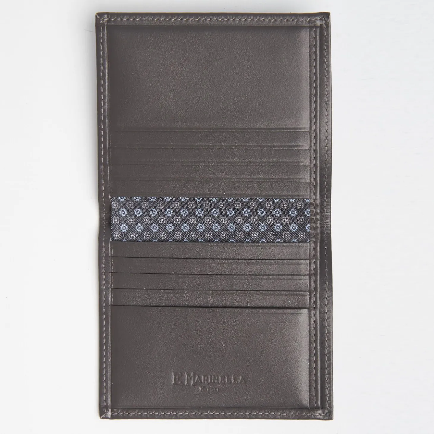 Dark Grey Small Wallet In Silk And Leather