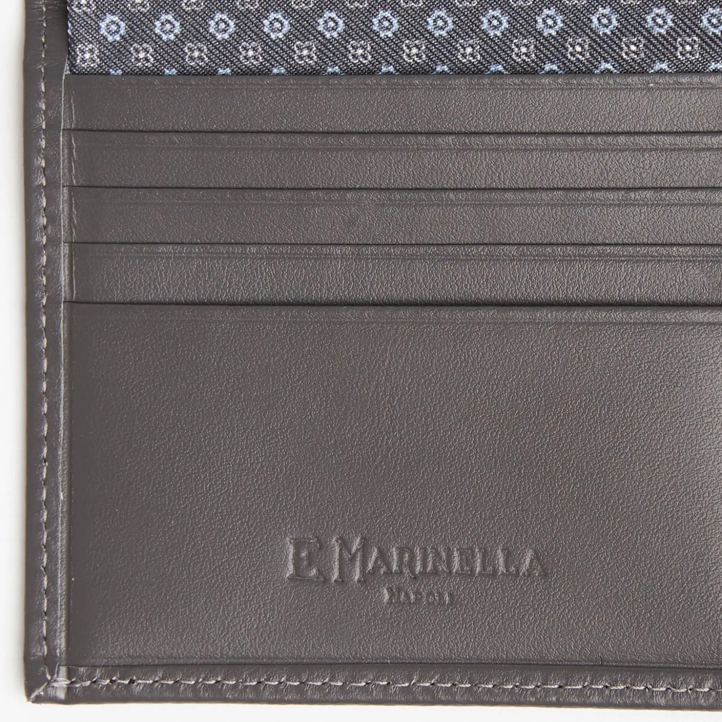 Dark Grey Small Wallet In Silk And Leather