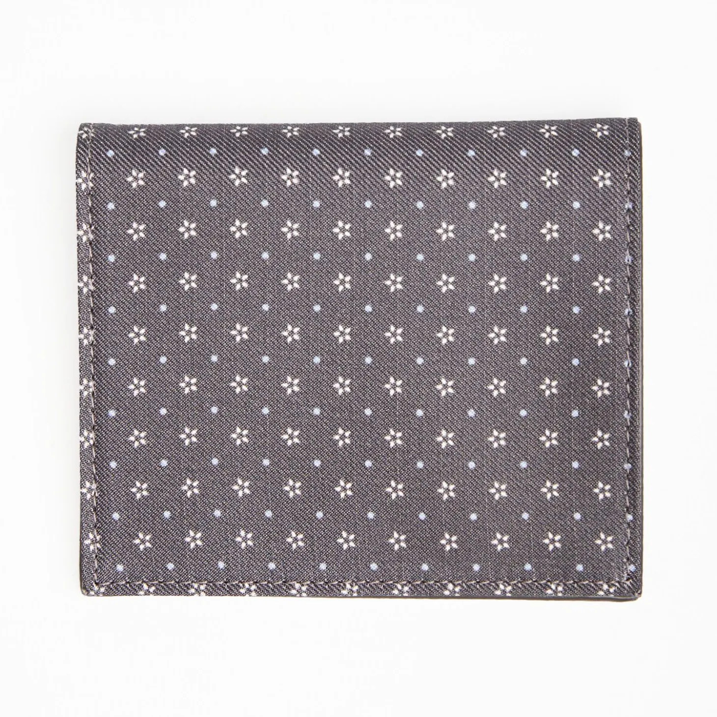 Dark Grey Small Wallet In Silk And Leather