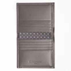 Dark Grey Small Wallet In Silk And Leather