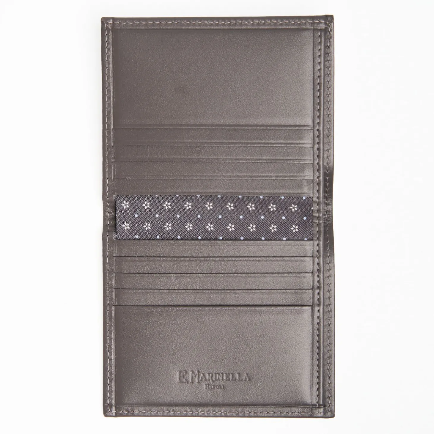 Dark Grey Small Wallet In Silk And Leather