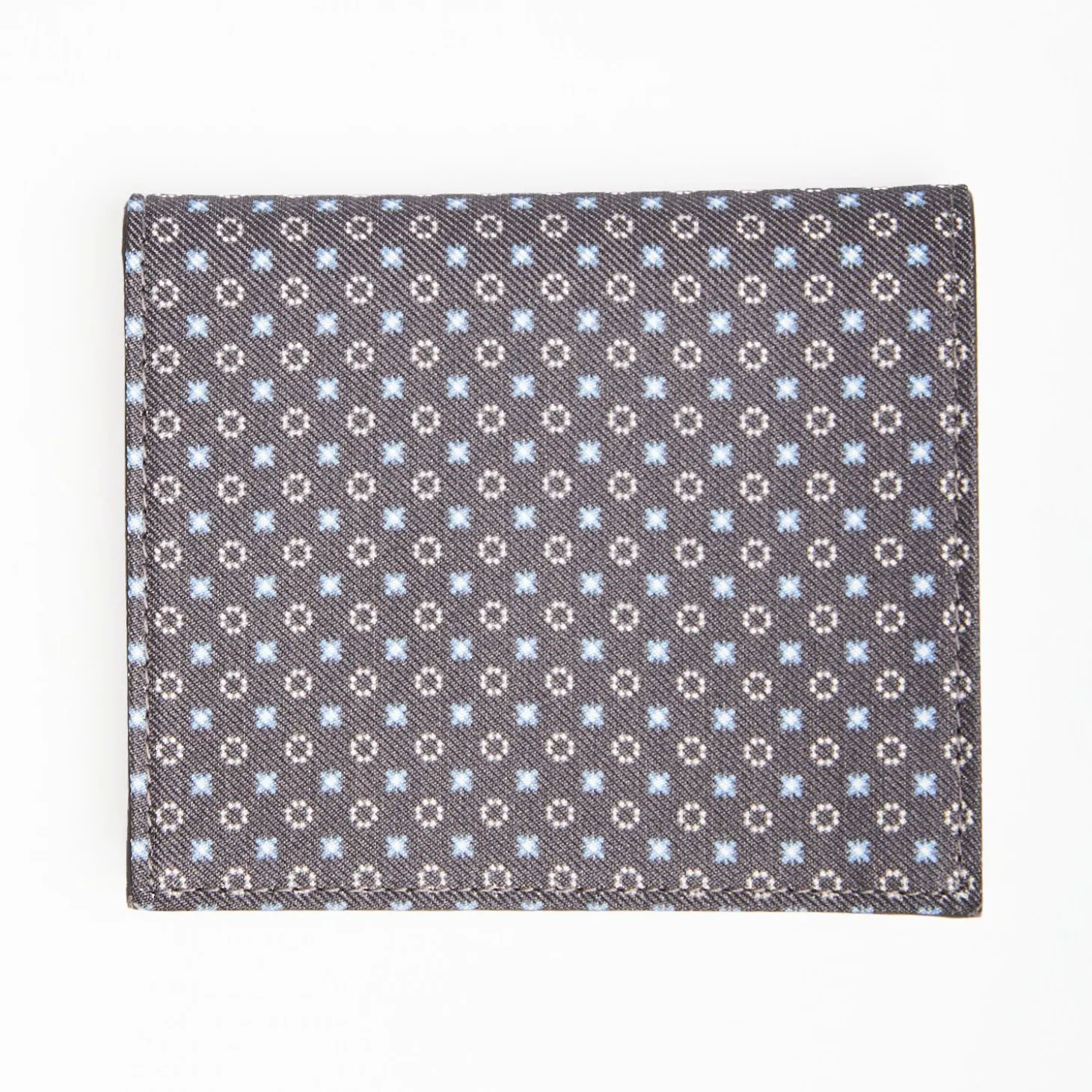 Dark Grey Small Wallet In Silk And Leather