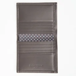 Dark Grey Small Wallet In Silk And Leather
