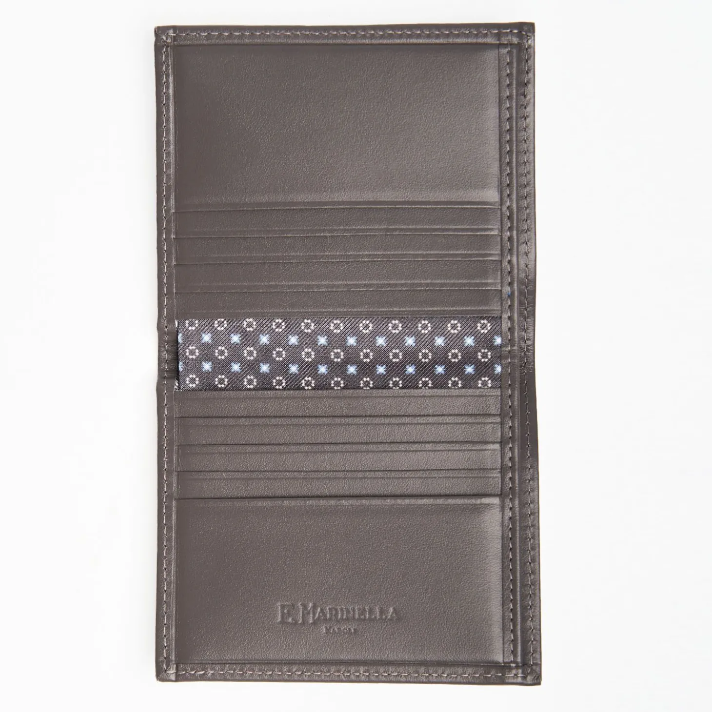 Dark Grey Small Wallet In Silk And Leather