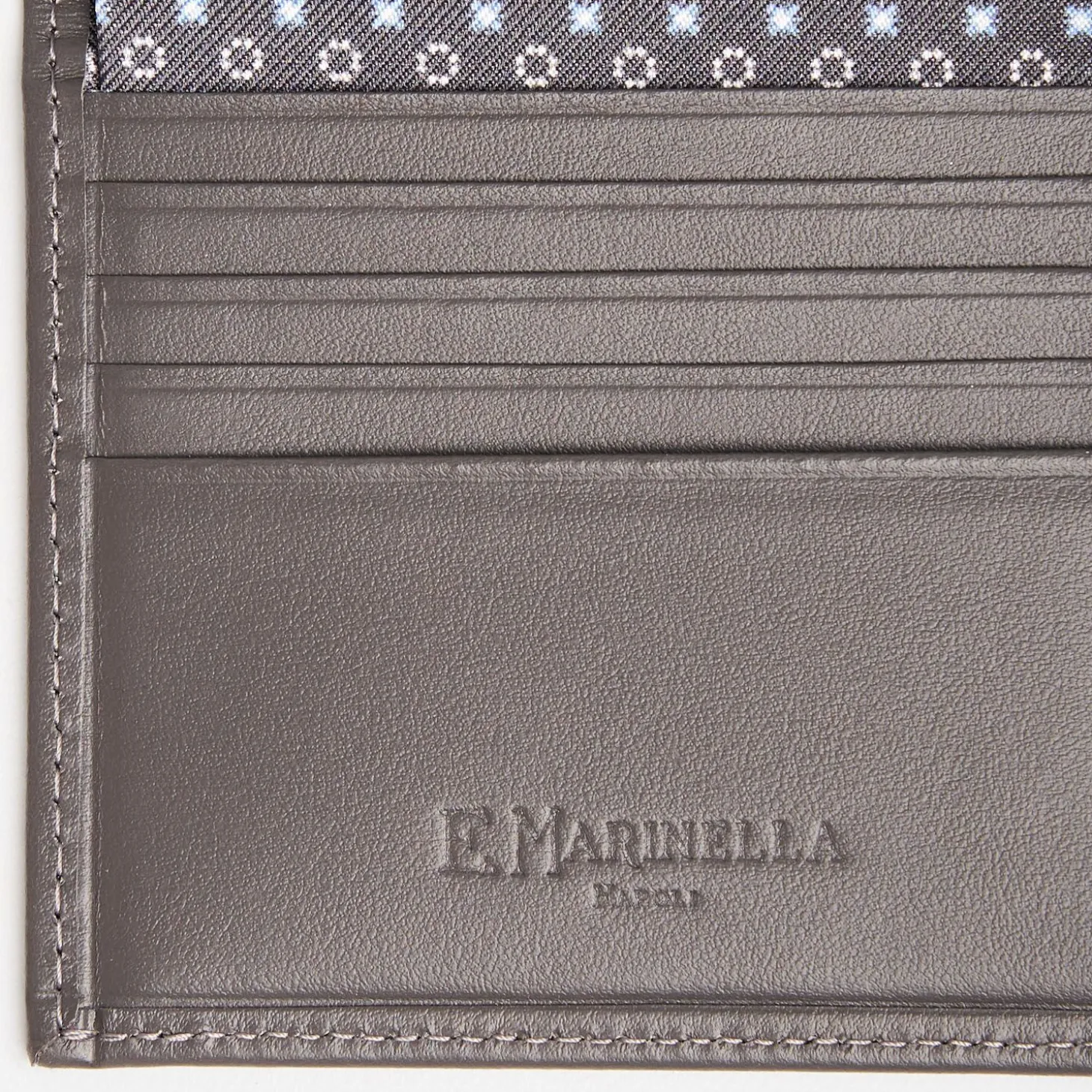 Dark Grey Small Wallet In Silk And Leather
