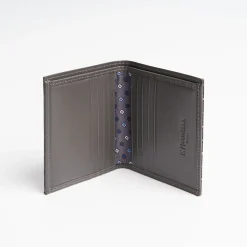 Dark Grey Small Wallet In Silk And Leather