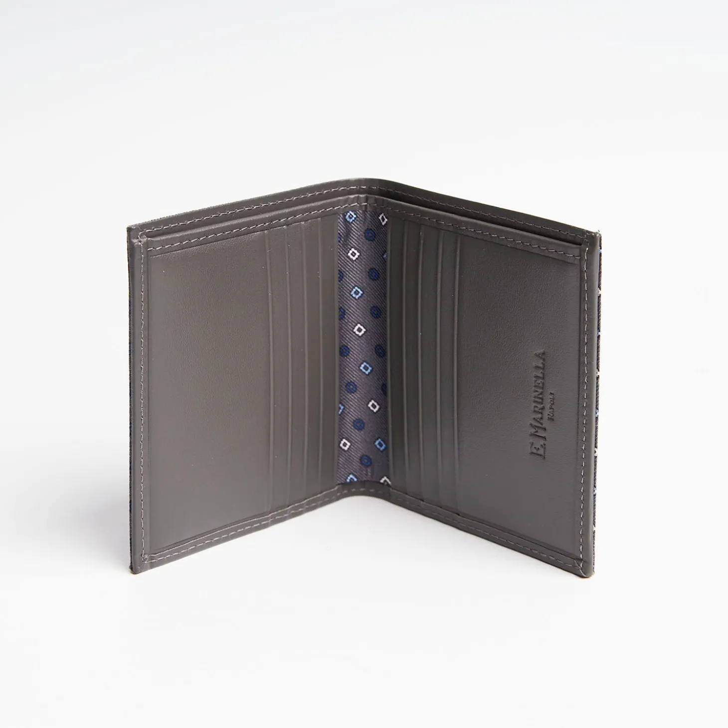 Dark Grey Small Wallet In Silk And Leather