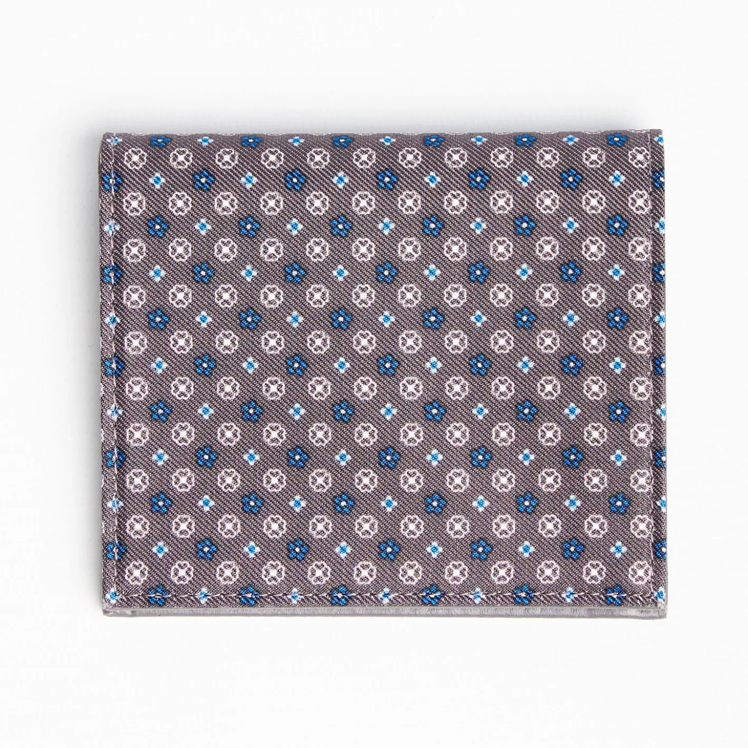 Dark Grey Small Wallet In Silk And Leather