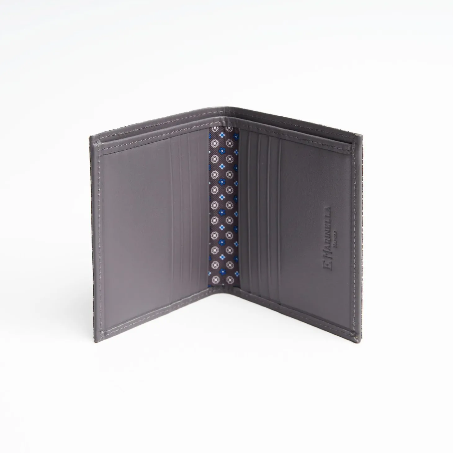 Dark Grey Small Wallet In Silk And Leather